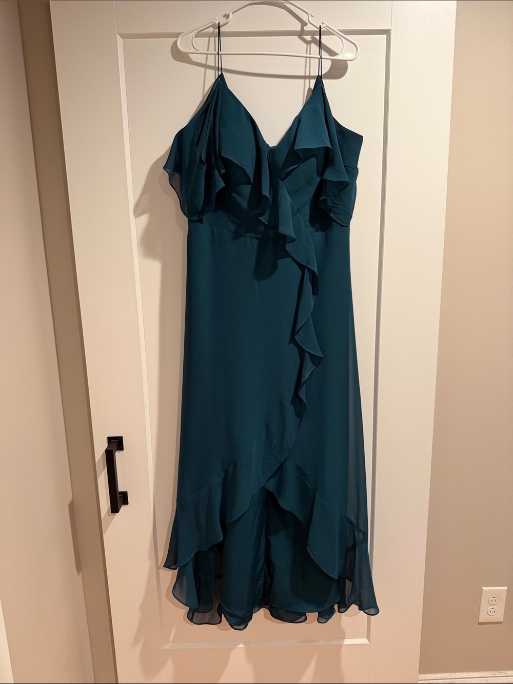 SORELLA VITA Teal Ruffle High-Low Bridesmaid Dress